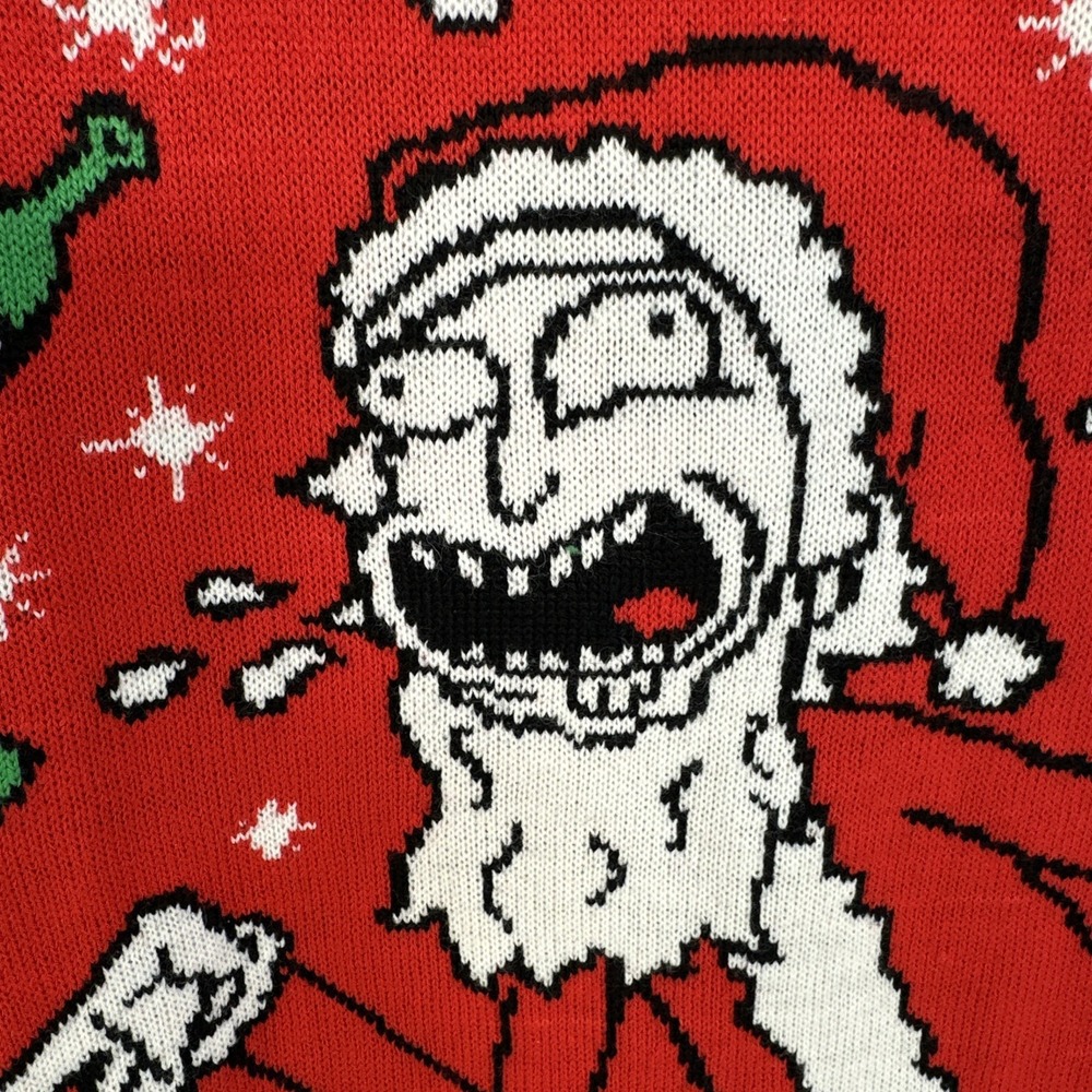 Rick & Morty Christmas Sweater Mens MEDIUM Red Green Merry Rickmas Holiday Ugly - Picture 5 of 12